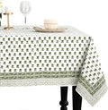 CPC Lotus Meadow Tablecloth 100% Cotton 70x108 Inch Indian Block Print by COTTONPRINTCLUB