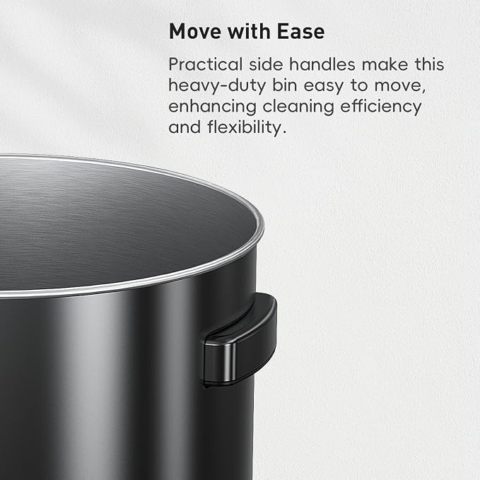 EKO Urban 24 Gallon Round Black Stainless Steel Open Top Waste Bin, Tall - Image 5