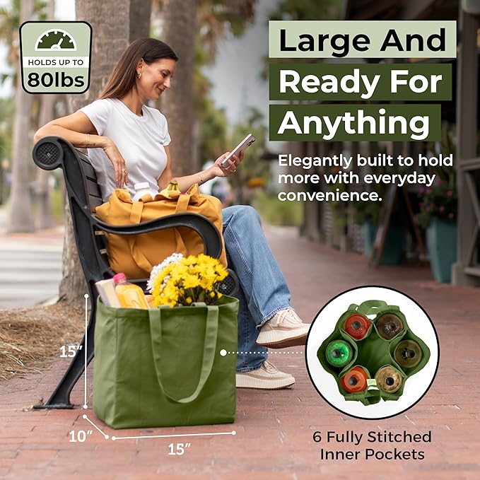 VeraMia Canvas Grocery Bag 3pc XL Set - Image 4