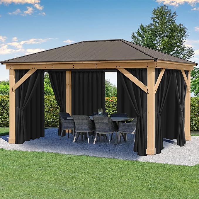 HolidayIdeas Black Outdoor Patio Curtains Waterproof by HolidayIdeas