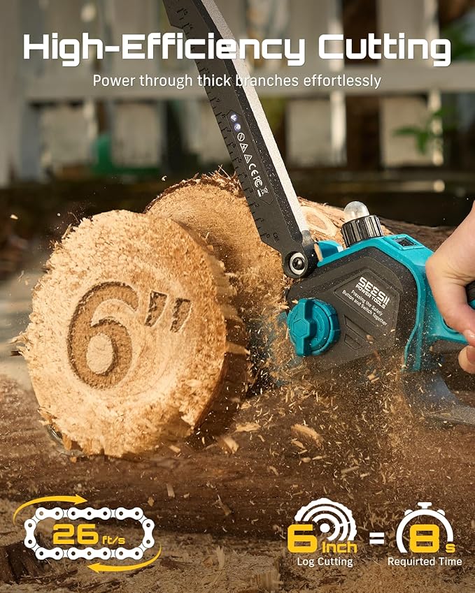 SEESII 2-in-1 Electric Pole Saws: Brushless Mini Chainsaw Cordless 6 Inch - Image 8