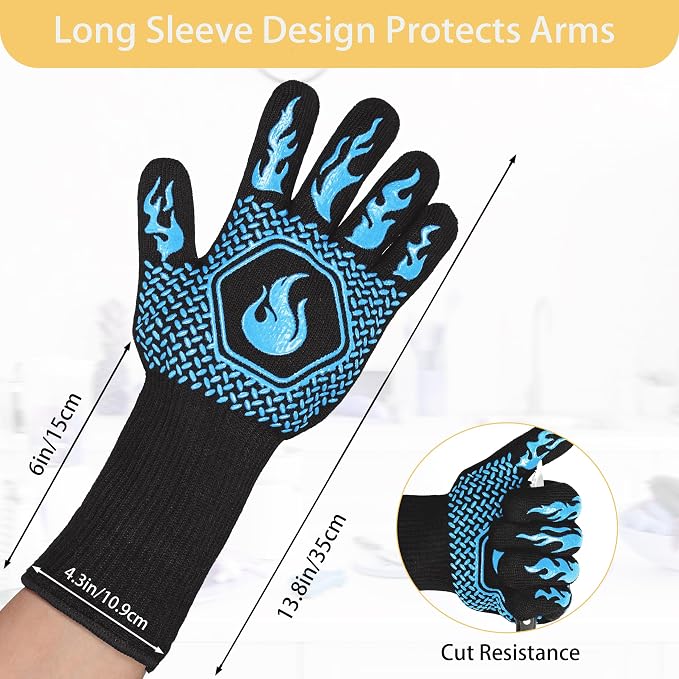 BBQ Fireproof Gloves, Grill Cut-Resistant Gloves 1472°F Heat Resistant Gloves - Image 2