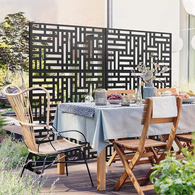 Metal Privacy Screen 72" H47 W, Freestanding Decorative Outdoor Panel - Image 5