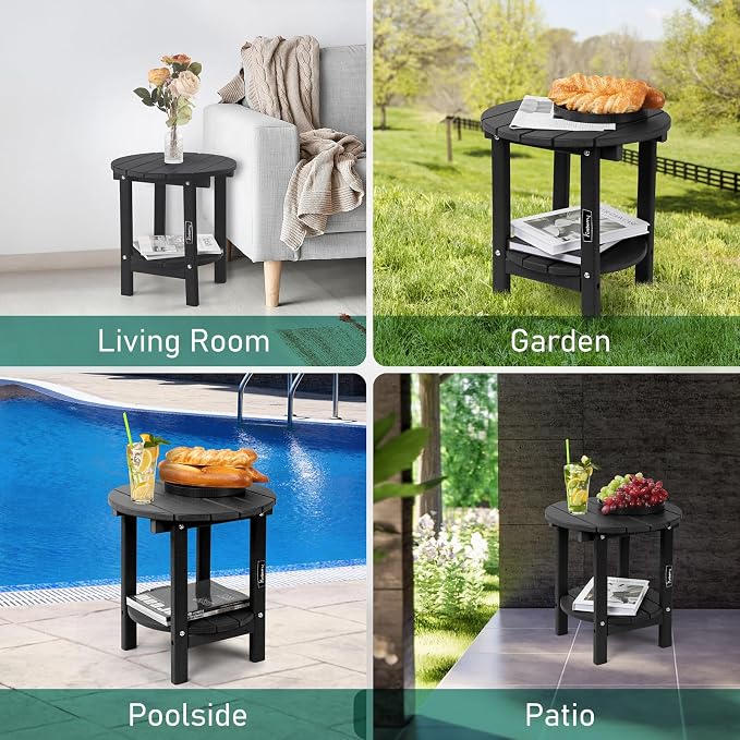 FUNBERRY Outdoor Adirondack Side Table Set of 2, 2-Tier Patio End Tables - Image 9