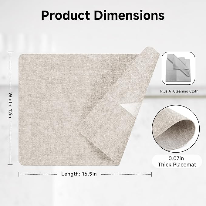 Faux Leather Vinyl Placemats Set of 4 Wipeable Heat Resistant Place Mats 100% - Image 5