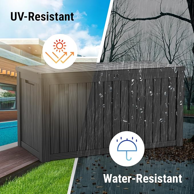 Mars Villa 150 Gallon Deck Box, Waterproof and Weatherproof Large Resin Storage - Image 6