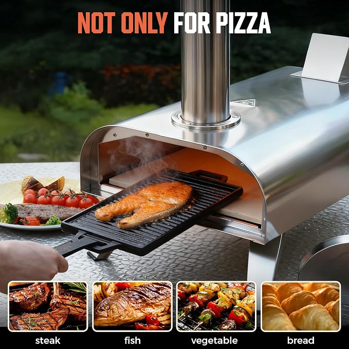 BIG HORN OUTDOORS 12" Dual Fuel Pizza Oven – Electric & Wood Pellet, Indoor & - Image 8