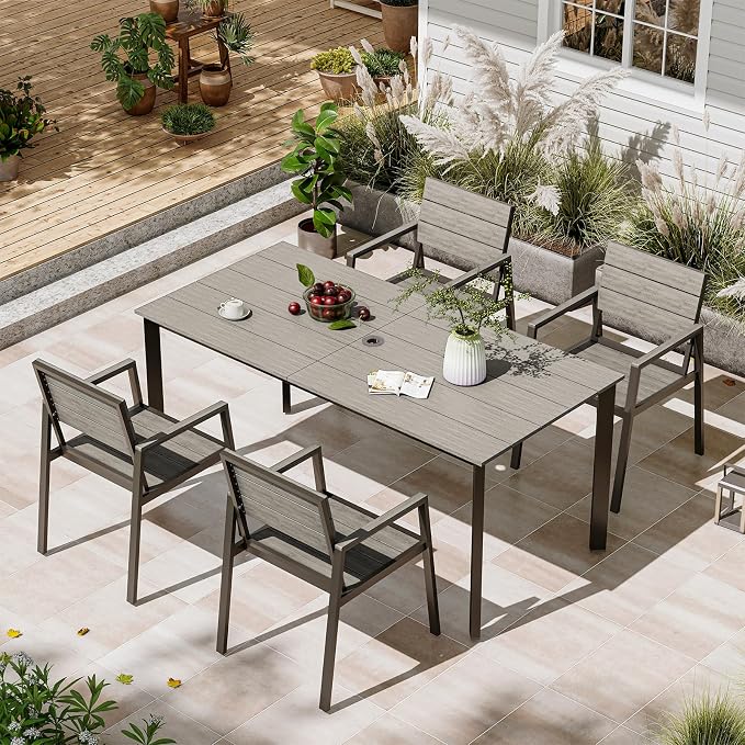 Patio Table and Chairs Set, 5 Piece Outdoor Dining Set by Oasbira