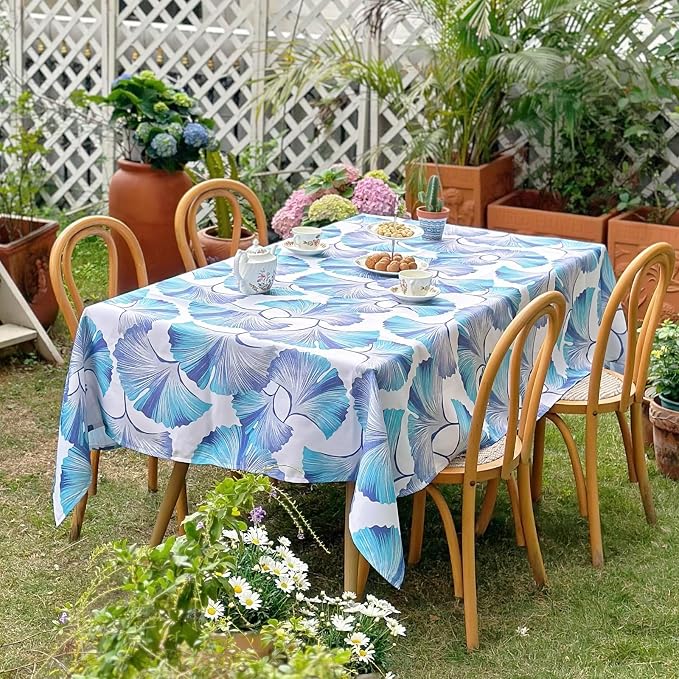 Outdoor Rectangle Tablecloth 60 x 84 Inch, Waterproof Table Cloth, Ginkgo Leaf - Image 6