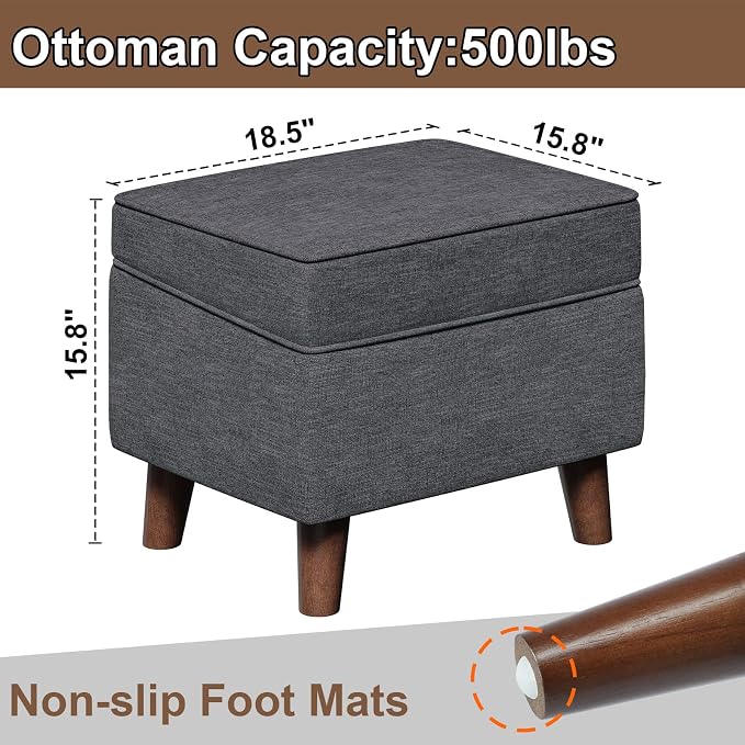 Storage Ottoman with Adjustable Cover, Soft Step Stool, Footrest and Seat - Image 3