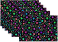 Neon Stars Placemats Set of 6 Linen Heat Resistant, Rainbow Glittering Table by SNOWMOLLE
