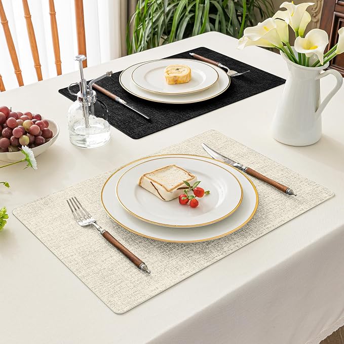 Romanstile Reversible Vinyl Placemats Set of 4, Faux Leather 100% Waterproof - Image 6