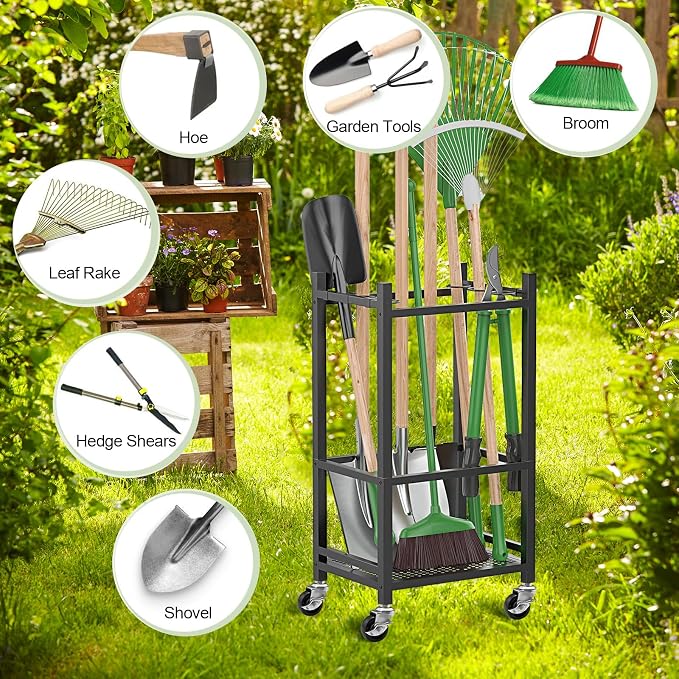 Garden Tool Organizer, Metal Yard Tool Tower Rack - Image 7