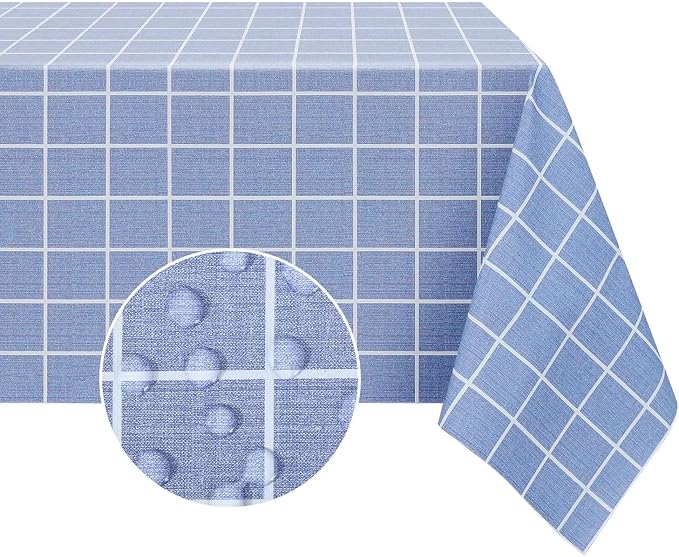 Romanstile Rectangle Vinyl Tablecloth, 100% Waterproof Oil-Proof Checkered by Romanstile
