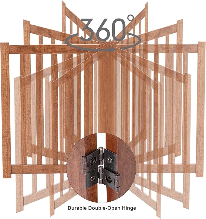 LZRS 4-Panel Wooden Free Standing Foldable Dog Gate Indoor – 24" High, Extra - Image 5