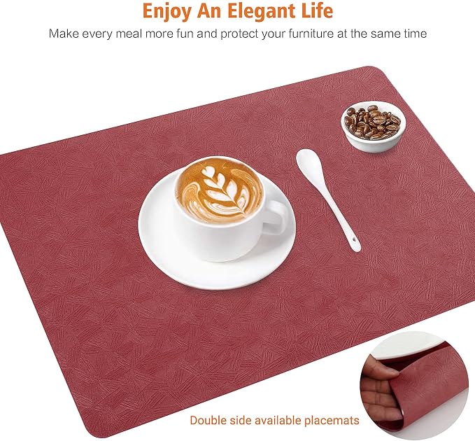 Vinyl Placemats Set of 12 Heat Resistant Easy Clean Non-Slip Place Mats - Image 3