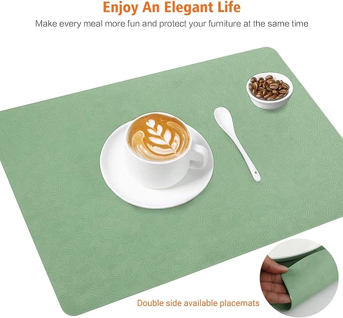 Vinyl Placemats Set of 6 Heat Resistant Easy Clean Non-Slip Place Mats - Image 2
