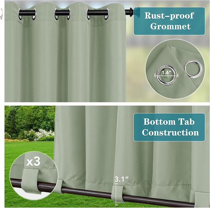 HolidayIdeas Gazebo Curtains Outdoor Waterproof 4 Panels-Windproof Weatherproof - Image 2
