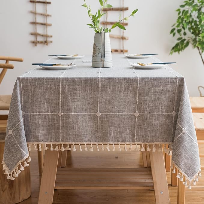 Pahajim Rustic Linen Tablecloth Cotton Rectangle Table Cloth by Pahajim