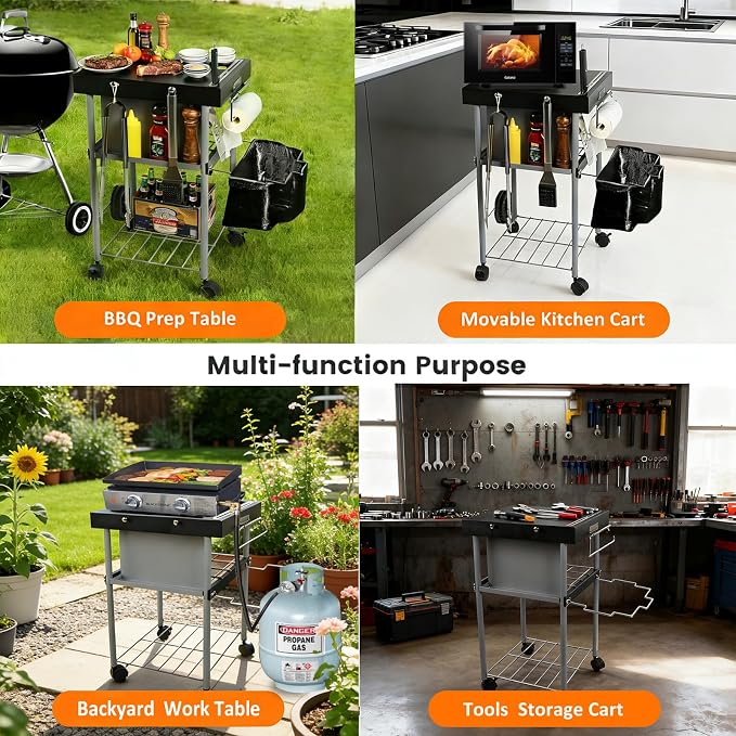 Grill Cart Table Accessories Outdoor Grilling Side Tables - Image 4