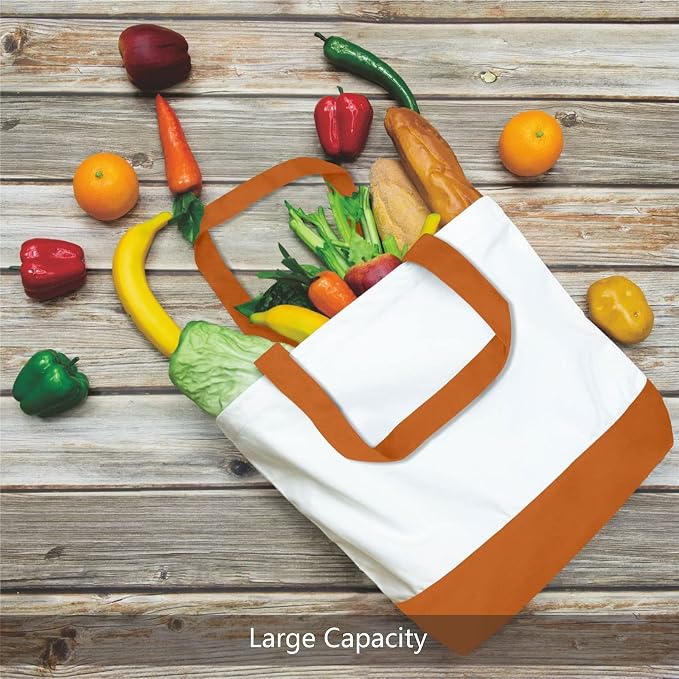 TOPDesign 1-Pack Super Strong Large 12oz Cotton Canvas Tote Bag, Reusable - Image 4