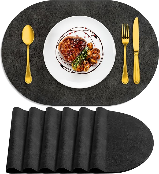 ADRIMER Placemats, Heat Resistant Oval Placemats Set of 6 Washable 12 x 17 Inch by Adrimersdreamistobeanindispensablecompanioninyourlife