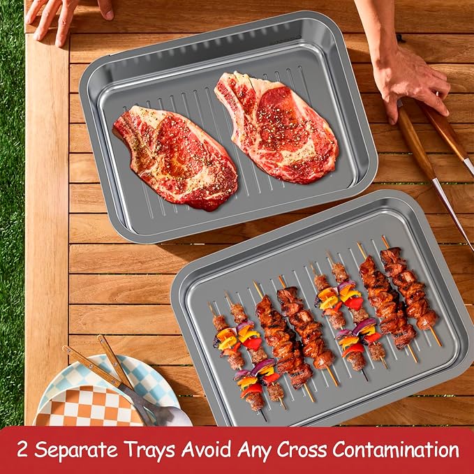 Geesta Grilling Prep and Serve Tays, Stainless Steel Large Capacity Food Prep - Image 3