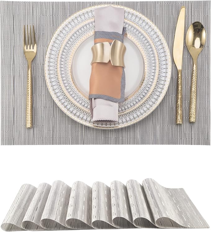 SLKQG Sliver Placemats Set of 8 by SLKQG