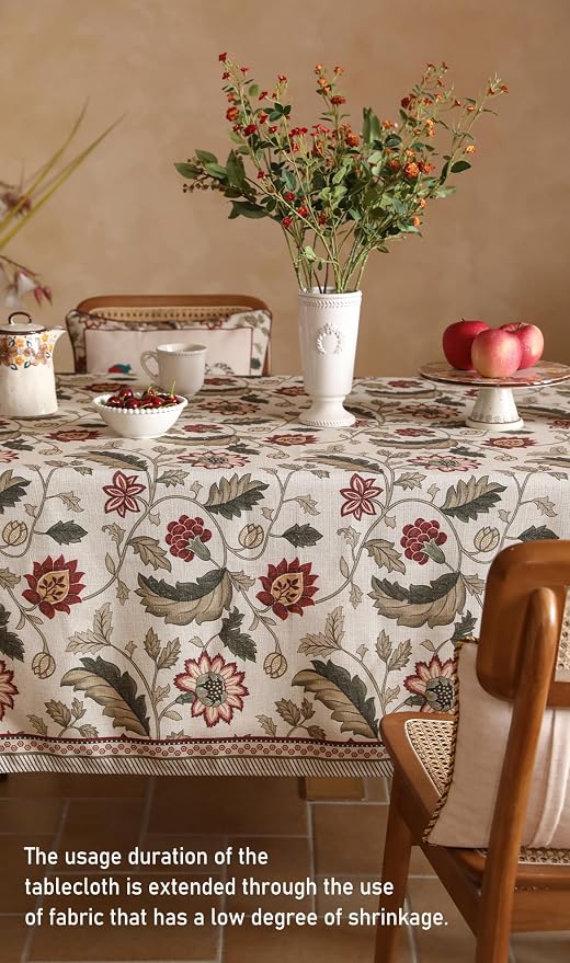 ISAENNE Designer Provence Floral Long Rectangular Tablecloth, Linen Colorful - Image 8