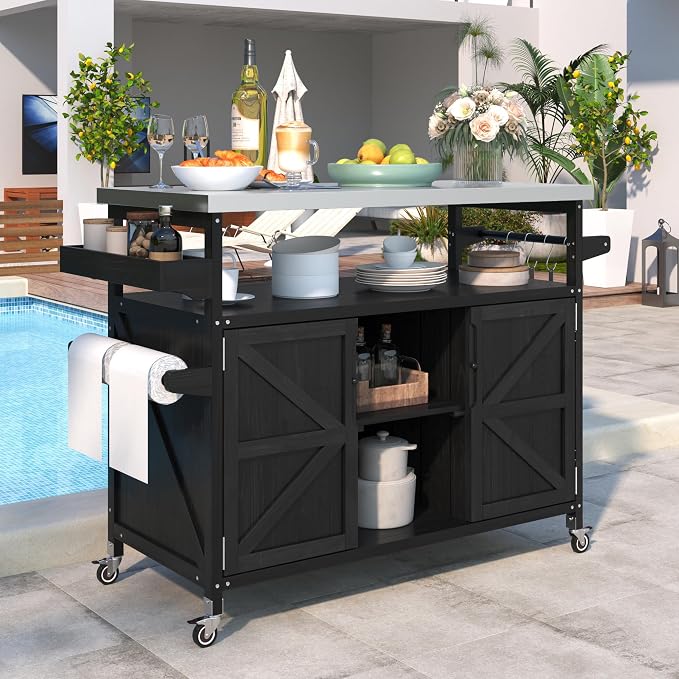50.25" Grill Cart with Stainless Steel Tabletop by MeetYourFavoriteProducts
