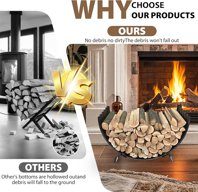 24 inch Diameter Semicircle Firewood Rack Storage -0.8MM Thick Galvanized Steel - Image 3