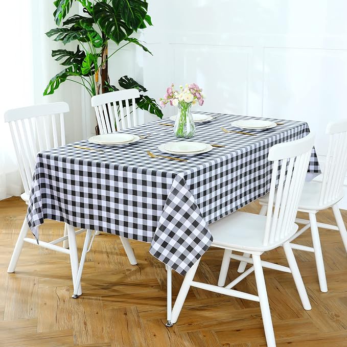 Romanstile Rectangle Vinyl Tablecloth, 100% Waterproof Buffalo Gingham Plastic - Image 3