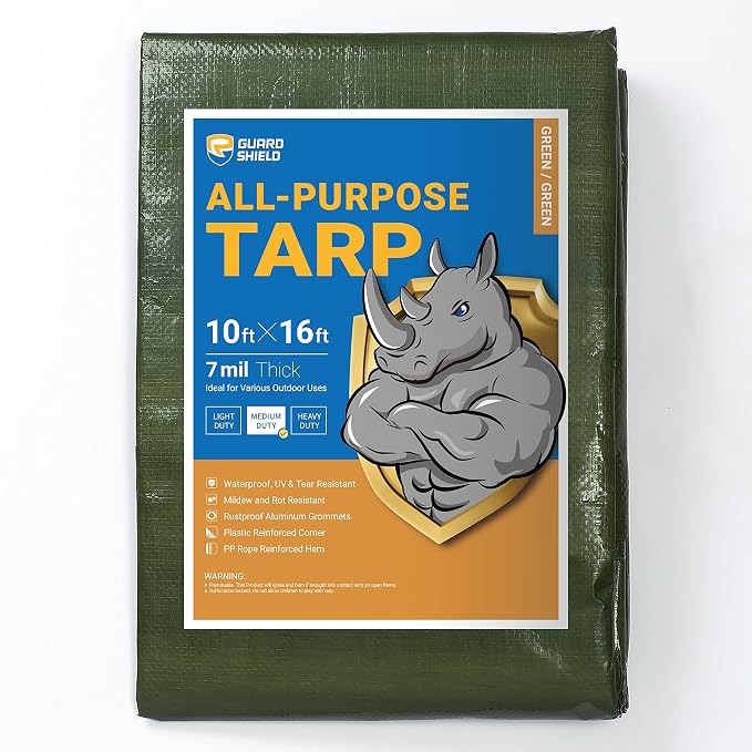GUARD SHIELD Green Tarp Waterproof 10x16 Feet Medium Duty All Purpose Poly by GUARDSHIELD