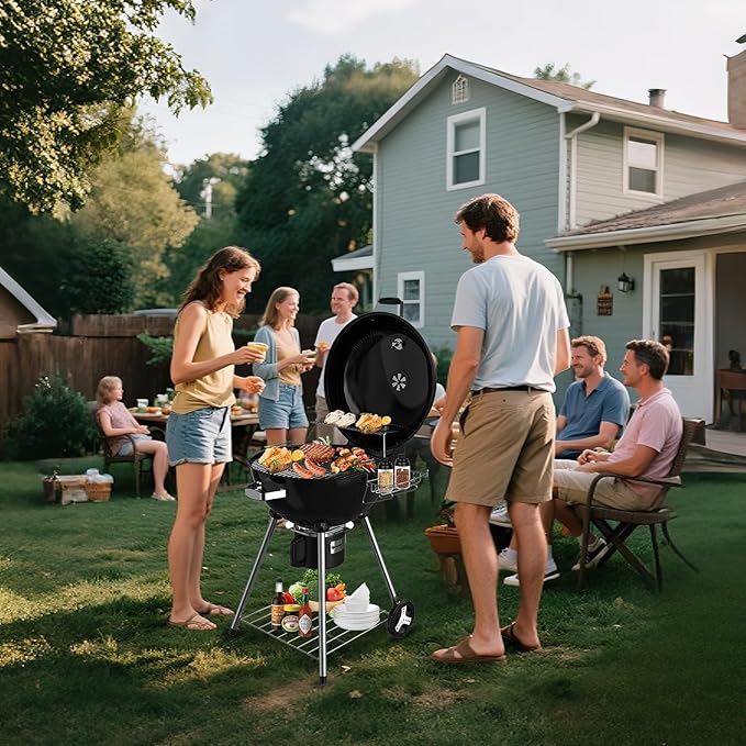 22.5-Inch Portable Charcoal Grill, Heavy Duty Kettle BBQ Smoker - Image 2