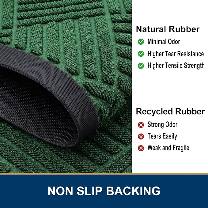Smiry Front Door Mat Outside Entrance, Heavy Duty Outdoor Indoor Natural Rubber - Image 5