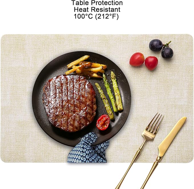 Myir JUN Placemats Set of 8, Dual Sided Faux Leather Placemats Place Mats Set - Image 5