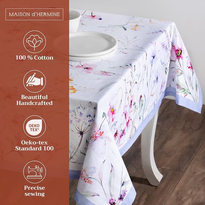 Maison d' Hermine Table Cloth Rectangle Table 100% Cotton 60 x 90 Inches - Image 2