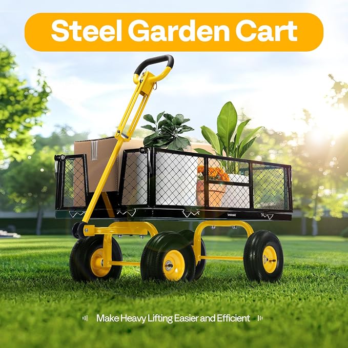 VIVOHOME Garden Cart Steel Heavy Duty 900 LBS Yard and Garden Wagon - Image 2