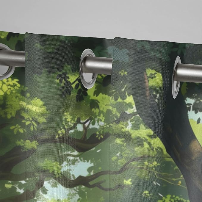 Nature Theme Outdoor Curtains for Patio Waterproof, Forest Pattern, Waterproof - Image 4