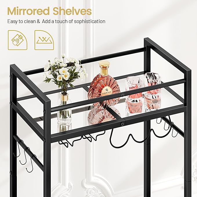Bar Cart with Wine Rack, Serving Cart - Image 2