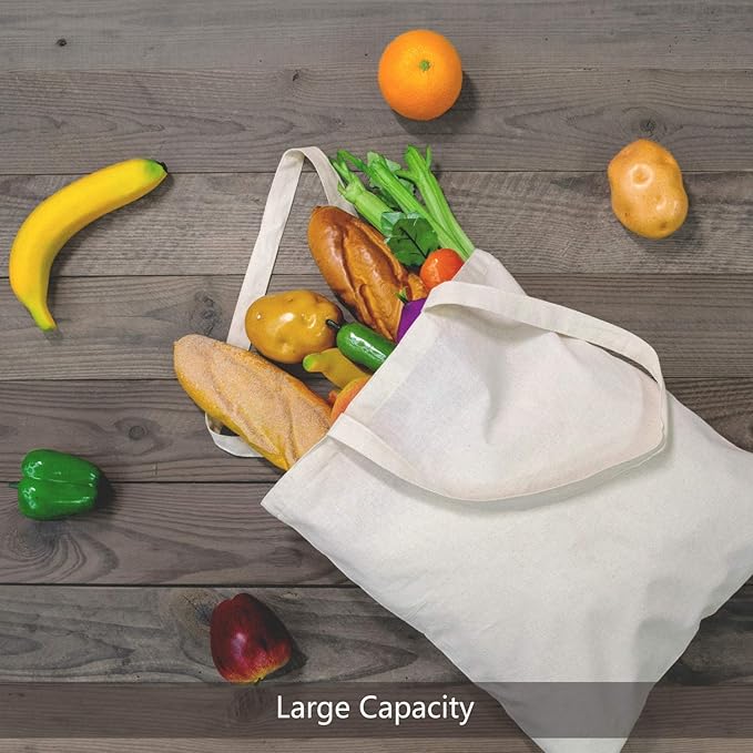 TOPDesign 192-Pack Economical 16"x15" Cotton Tote Bags, Lightweight Medium - Image 4