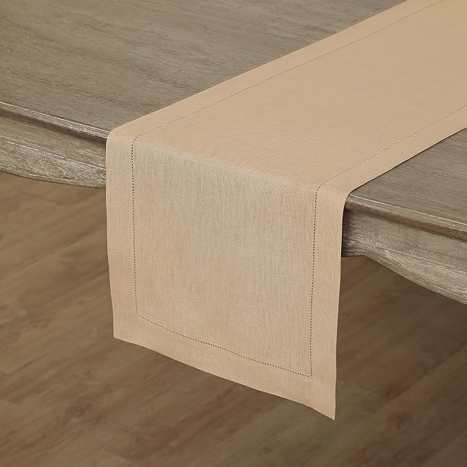 Solino Home Linen Beige Table Runner 108 Inches Long - Image 2