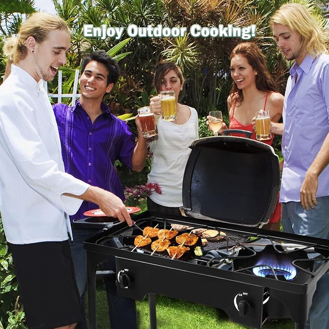 Goplus Outdoor Camping Stove, Dual Burner Propane Gas Cooker w/Detachable Legs - Image 7