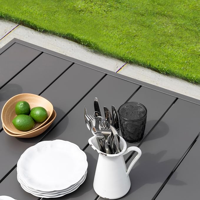 NUU GARDEN 37" Outdoor Patio Table, 4 Person Steel Slat Square Dining Table - Image 4