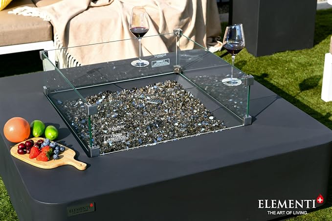 Elementi+ | Bergamo Gas Fire Pit Cast Concrete 42" Square Fire Table, Outdoor - Image 8