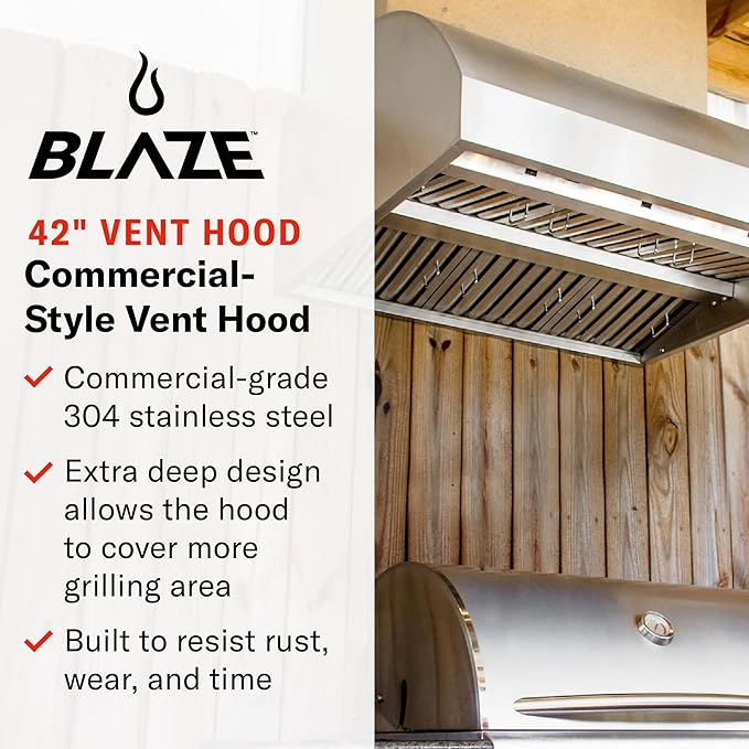 Blaze 42-Inch Outdoor Vent Hood | 304 Stainless Steel Construction | Dual 1000 - Image 2