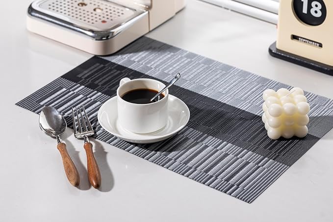 LEXMORE Placemats Set of 6 Vinyl/Plastic Woven Place Mats - Image 7