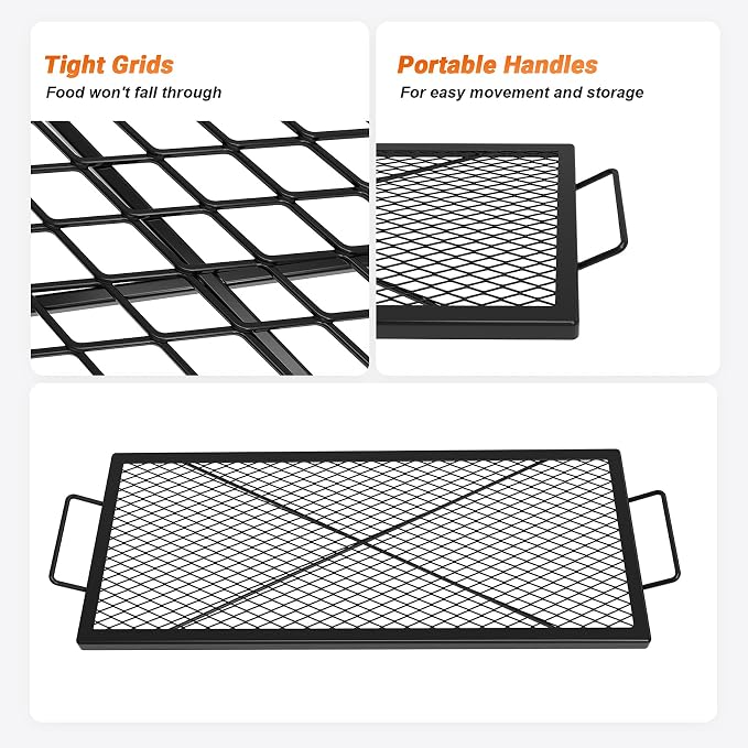 onlyfire X-Marks Fire Pit Cooking Grate, Portable Rectangle Campfire Grill Grate - Image 4
