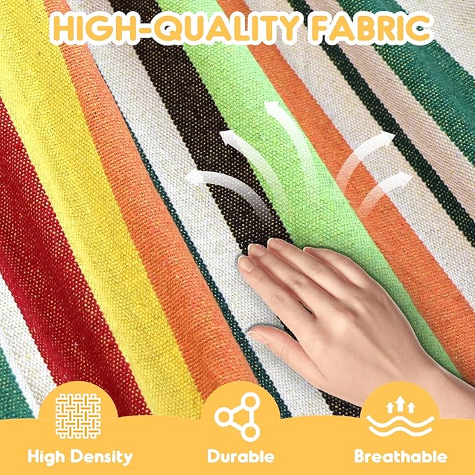Camping Hammock in Orange Cotton with Anti-Rollover Design