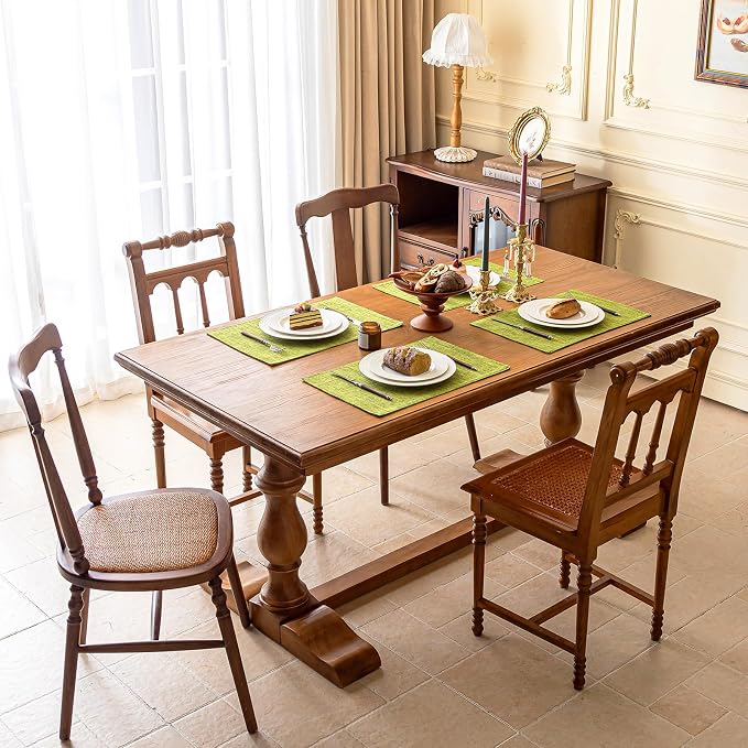 KXN Placemats Set of 4, Dual-Layer Thickened Faux Linen Table Mats, Heat - Image 2